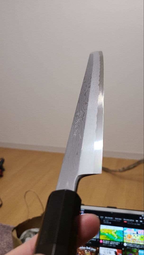 JIKKO 實光 先丸刺身包丁 ダマスカス 青鋼一号 300mm 尺 黒檀八角柄