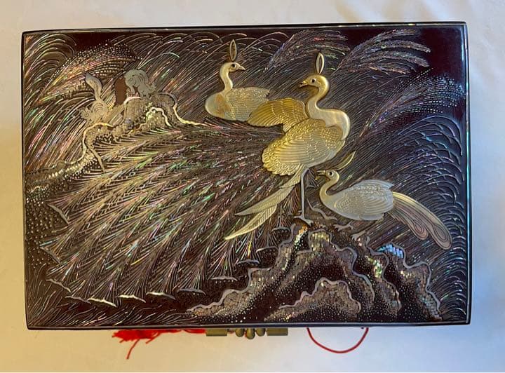 韓国製　螺鈿　宝石箱　2段収納　鏡付き　アンティーク