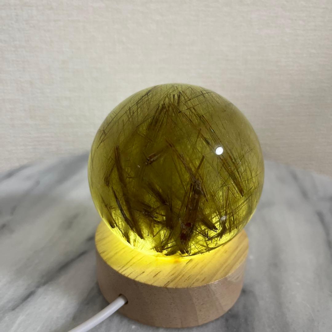 【天然石】 ルチルクォーツ スフィア 丸玉 台座付き パワーストーン