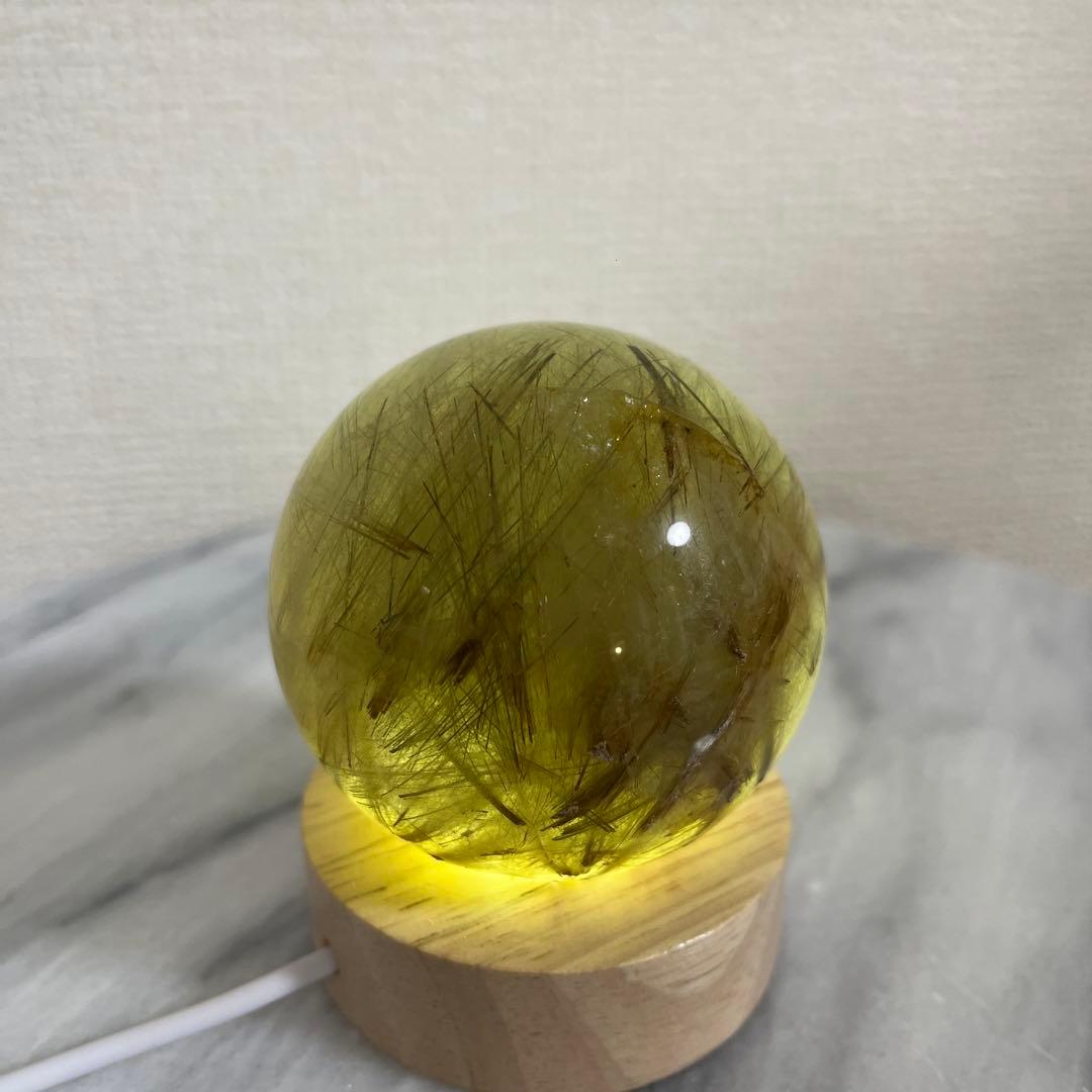 【天然石】 ルチルクォーツ スフィア 丸玉 台座付き パワーストーン