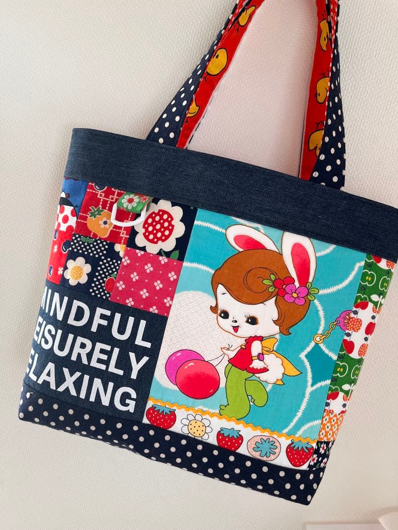 昭和レトロ生地使用 トートバッグ