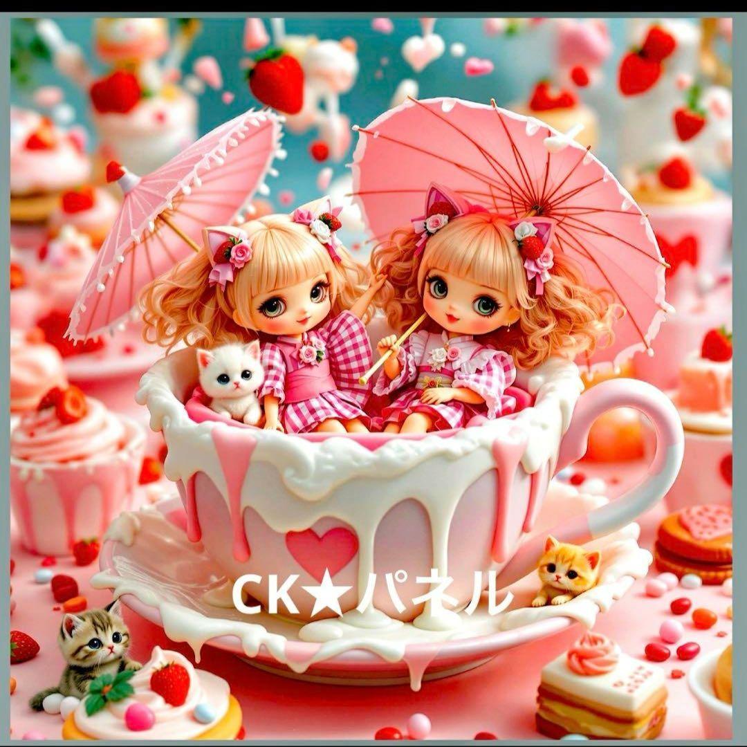 激レアねこと女の子パネル生地　ハンドメイド