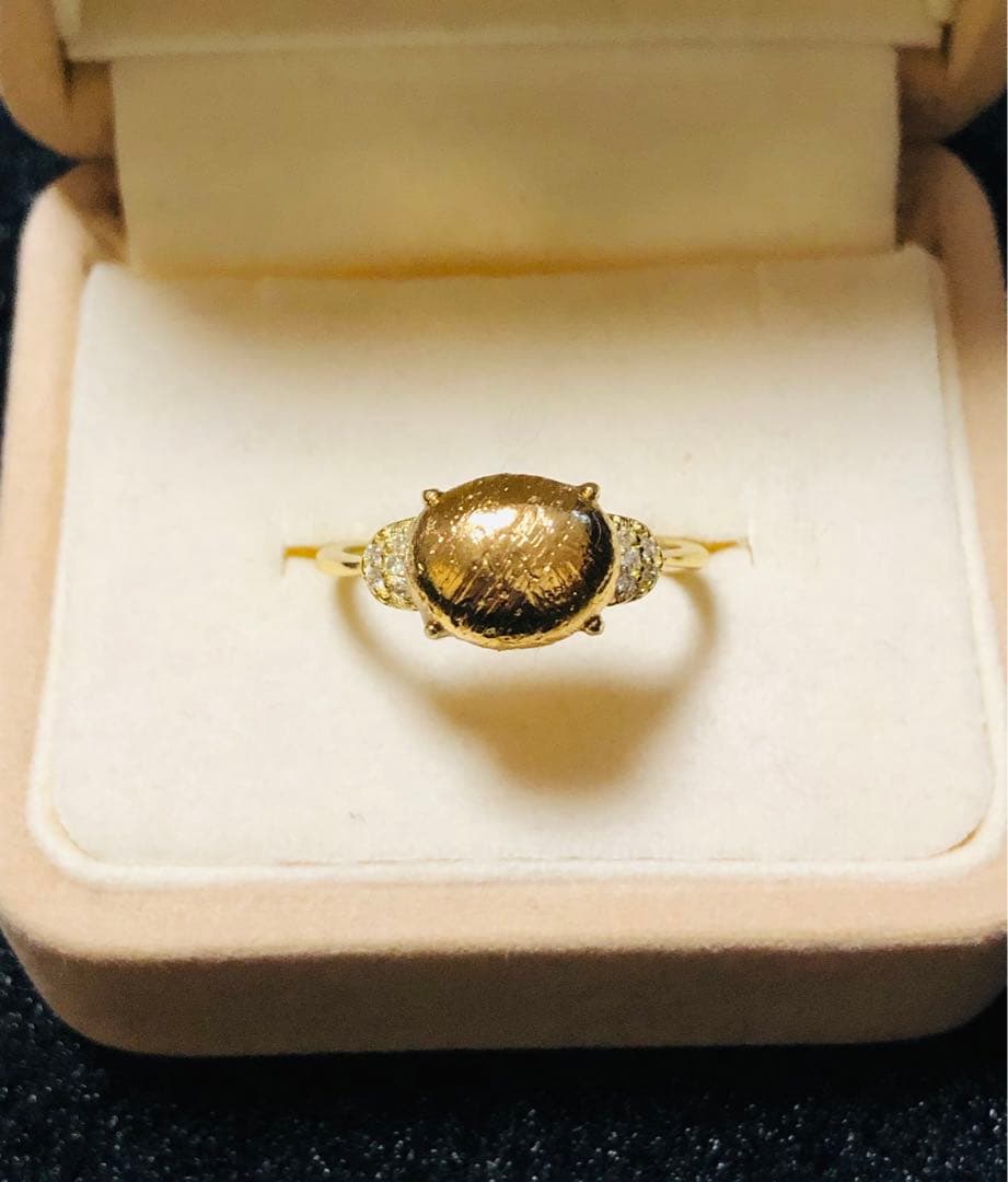 【特価】希少 大粒 メテオライト隕石໒꒱横向きムーンパヴェ໒꒱フリーサイズリング