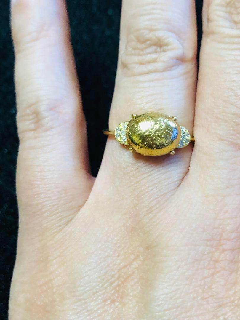 【特価】希少 大粒 メテオライト隕石໒꒱横向きムーンパヴェ໒꒱フリーサイズリング