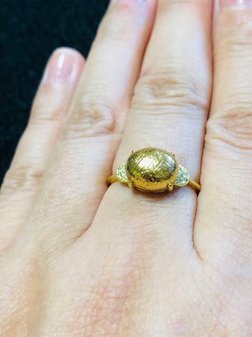 【特価】希少 大粒 メテオライト隕石໒꒱横向きムーンパヴェ໒꒱フリーサイズリング