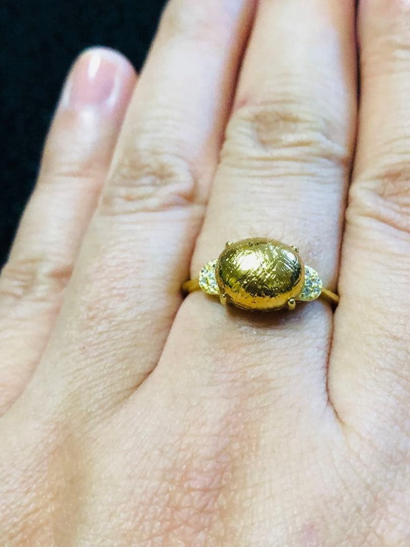 【特価】希少 大粒 メテオライト隕石໒꒱横向きムーンパヴェ໒꒱フリーサイズリング