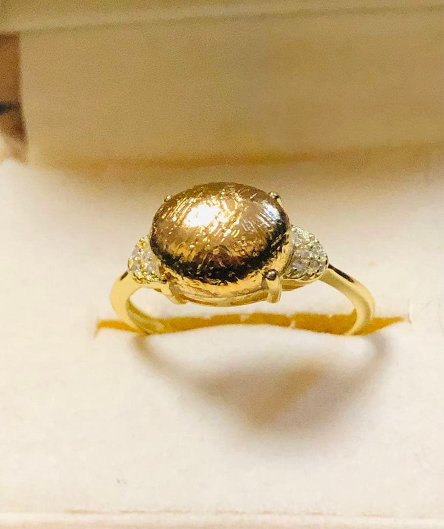 【特価】希少 大粒 メテオライト隕石໒꒱横向きムーンパヴェ໒꒱フリーサイズリング