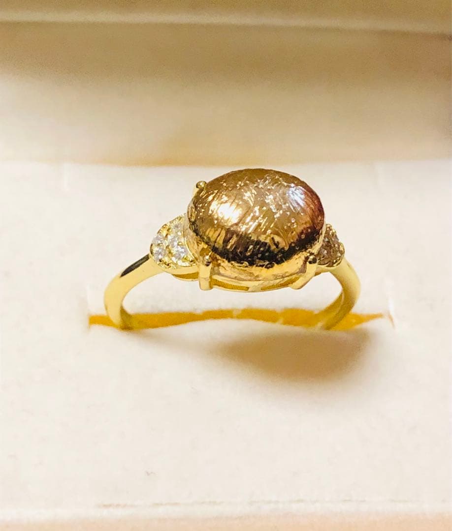 【特価】希少 大粒 メテオライト隕石໒꒱横向きムーンパヴェ໒꒱フリーサイズリング