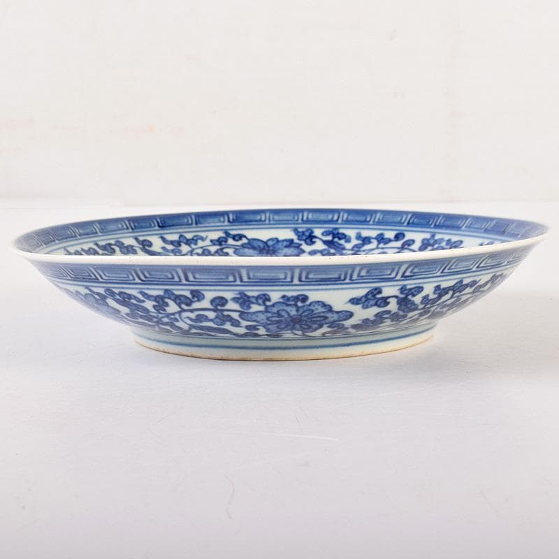 中国　大清雍正年製　青花纏枝花弁文皿　C　8131E