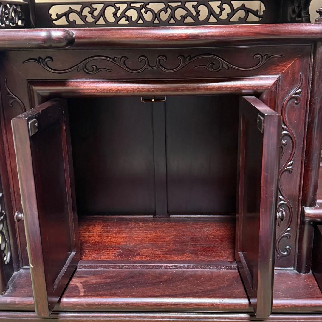 昭和 レトロ 唐木 茶棚 違い棚 茶箪笥 タンス 紫檀 銘木 高級家具 和室