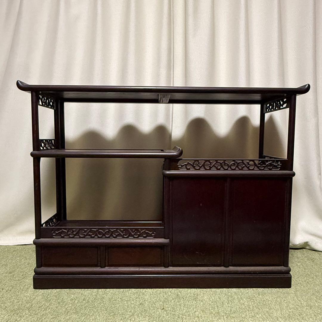 昭和 レトロ 唐木 茶棚 違い棚 茶箪笥 タンス 紫檀 銘木 高級家具 和室