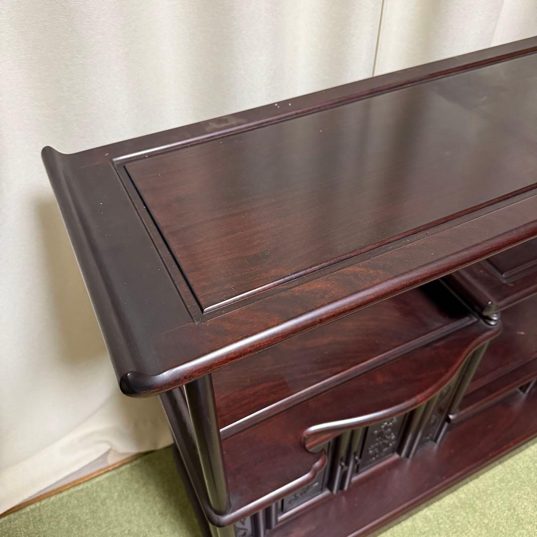昭和 レトロ 唐木 茶棚 違い棚 茶箪笥 タンス 紫檀 銘木 高級家具 和室