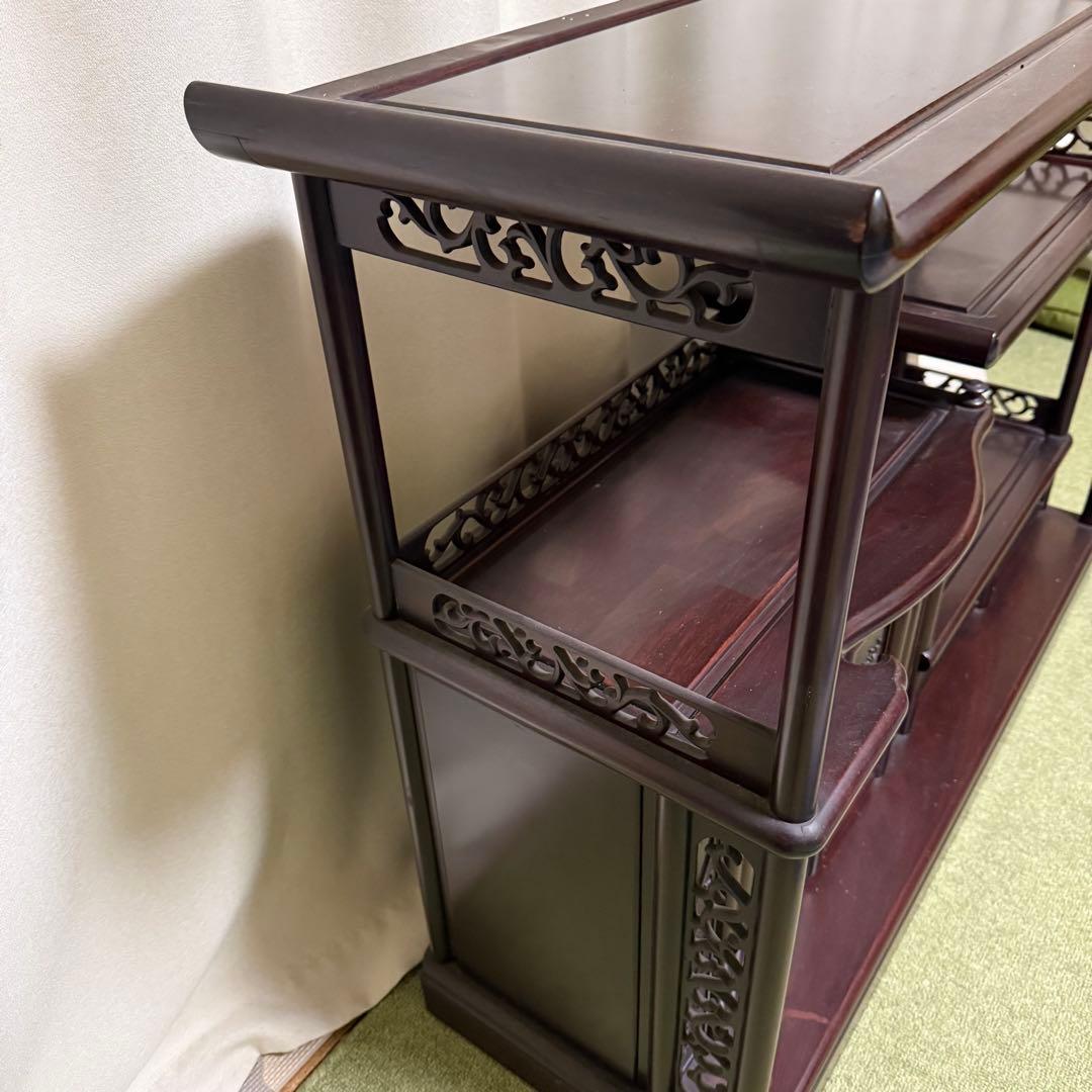 昭和 レトロ 唐木 茶棚 違い棚 茶箪笥 タンス 紫檀 銘木 高級家具 和室