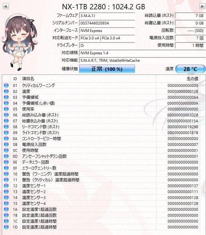 内蔵型SSD KingSpec NX SSD 1TB M.2 NVMe 2280 PCIe G