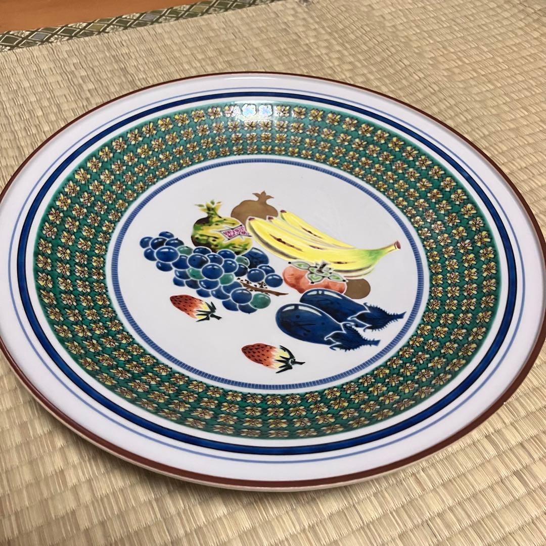 九谷焼 武腰敏昭作 果実 飾皿 飾り皿 大皿 直径32cm