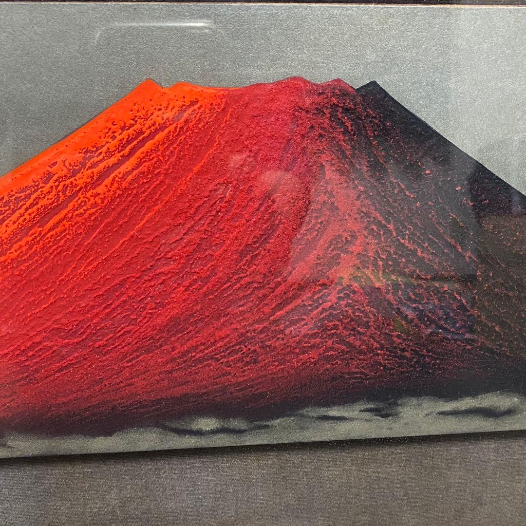 下川立夏　赤富士 日本画 署名落款有り