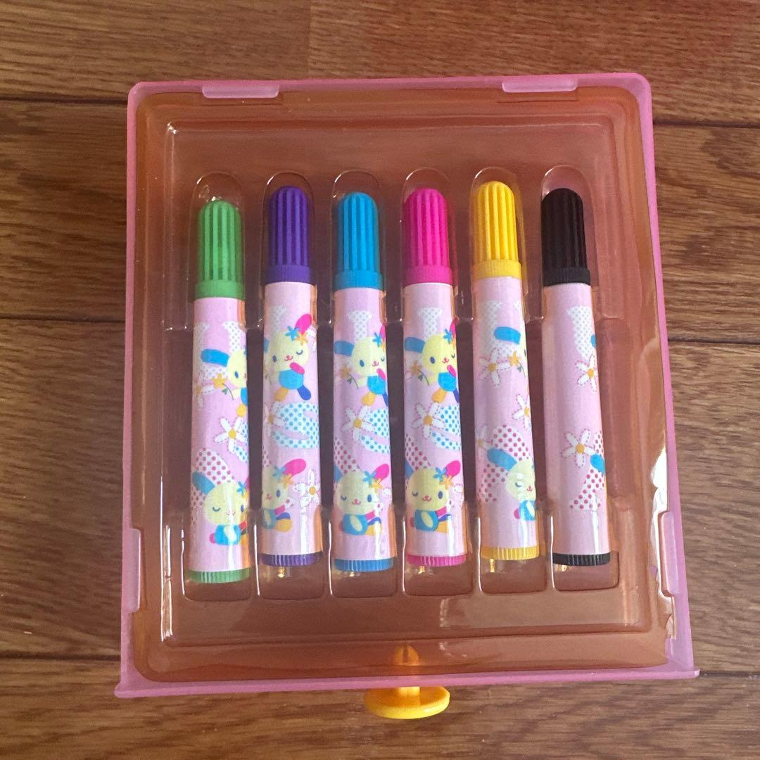 ウサハナ　家　ケース　ペン　スタンプ　色鉛筆付き　平成レトロ　サンリオ