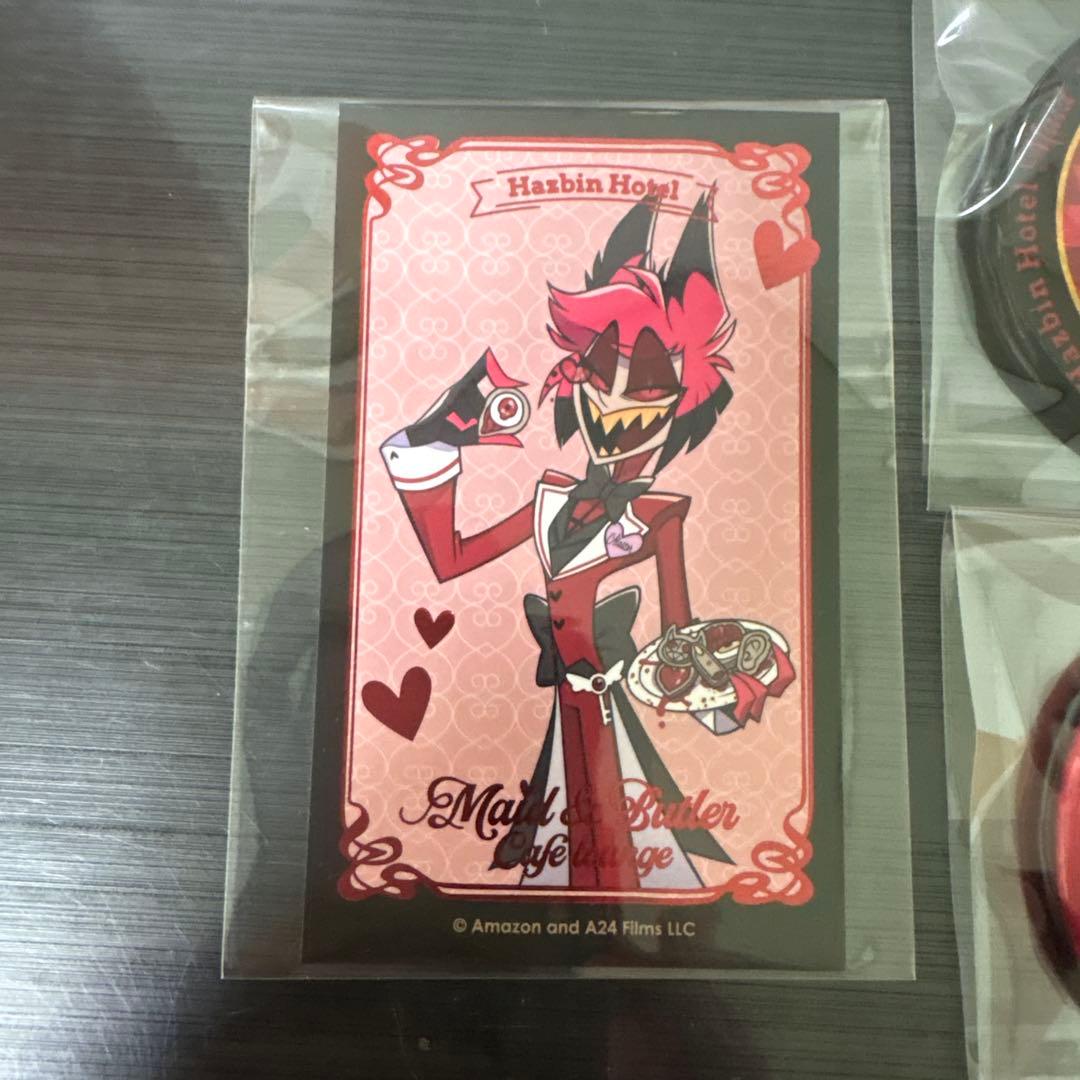 ベポ　ハズビンホテル アラスター アニメイトカフェ 缶バッジ 箔押しカード