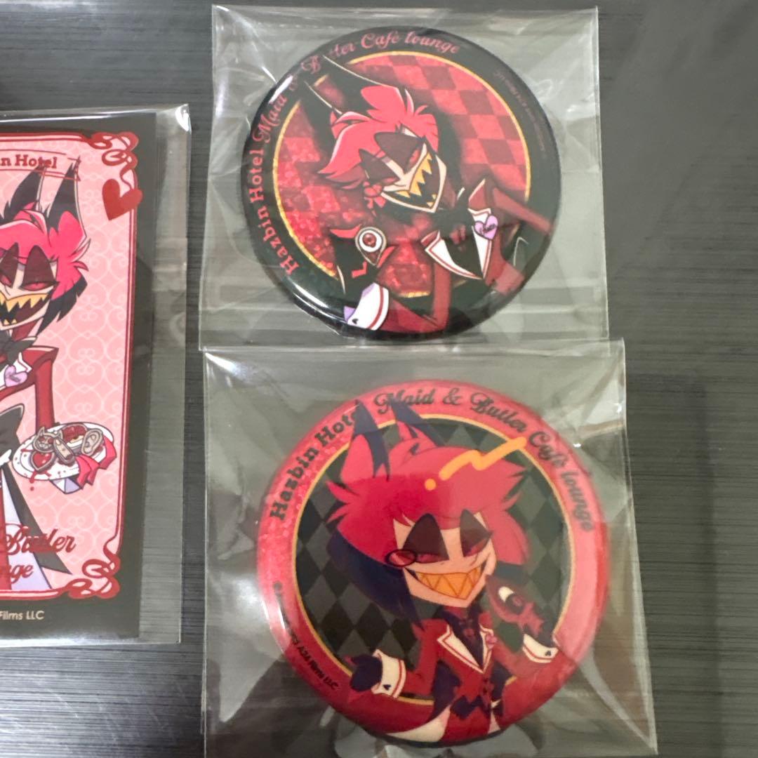 ベポ　ハズビンホテル アラスター アニメイトカフェ 缶バッジ 箔押しカード