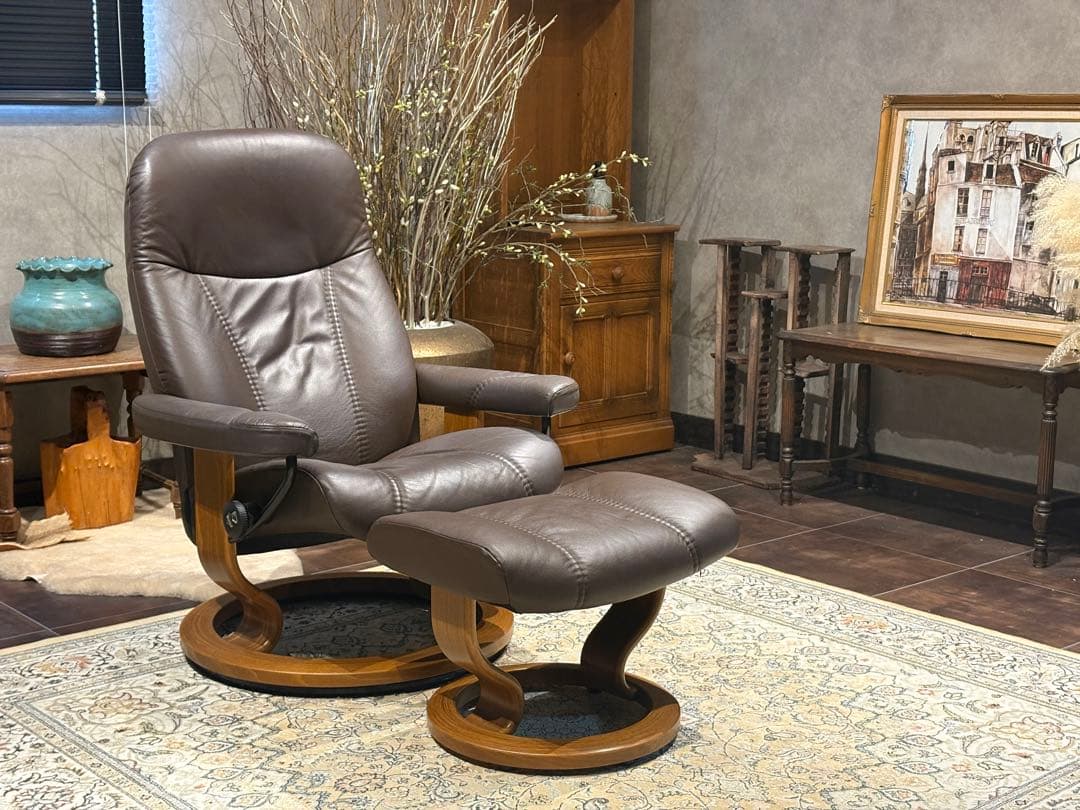 ①エコーネス パーソナルソファ オットマン ストレスレスチェア　IZZ