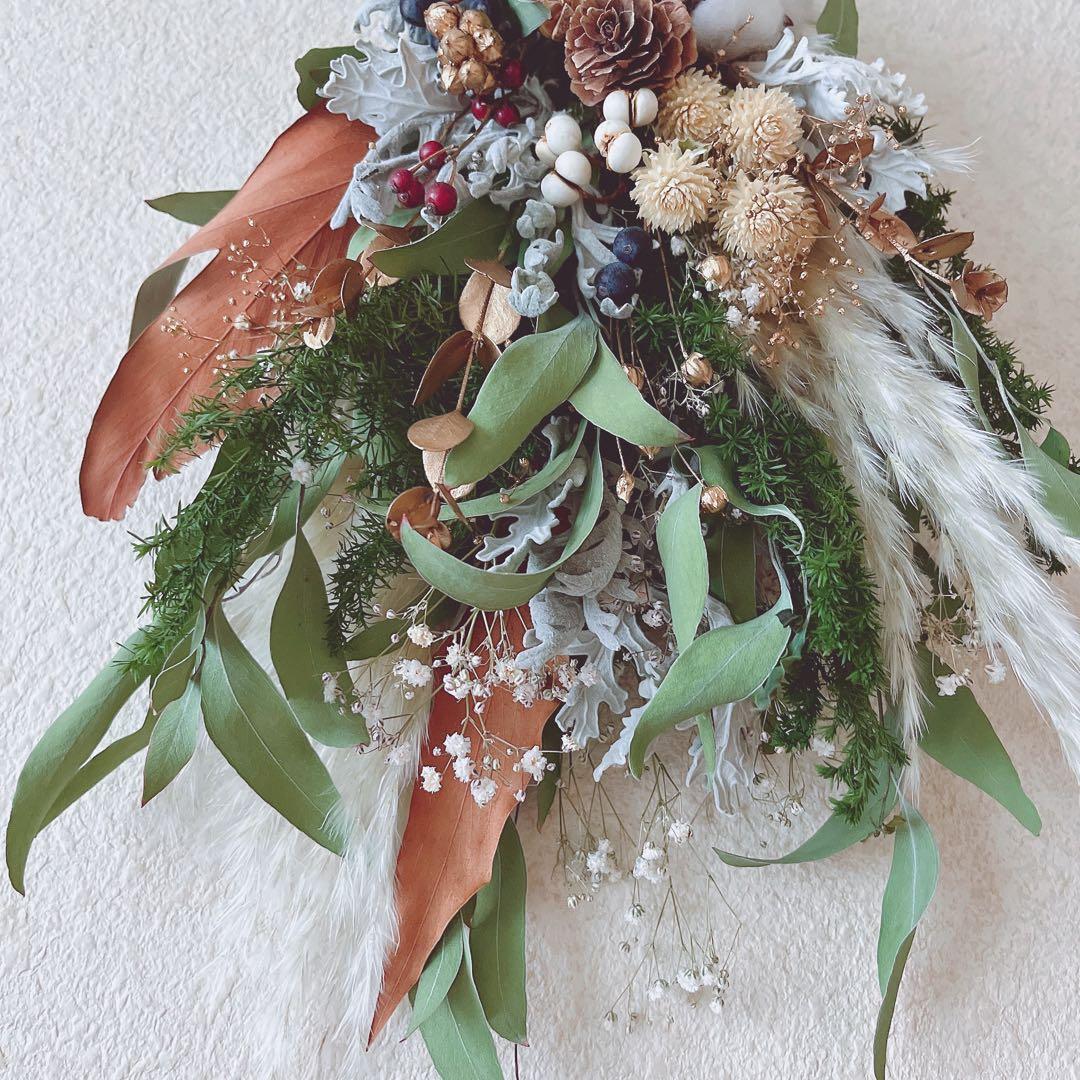 ドライフラワースワッグ/クリスマス/ドライフラワーブーケ/冬スワッグ/ギフト