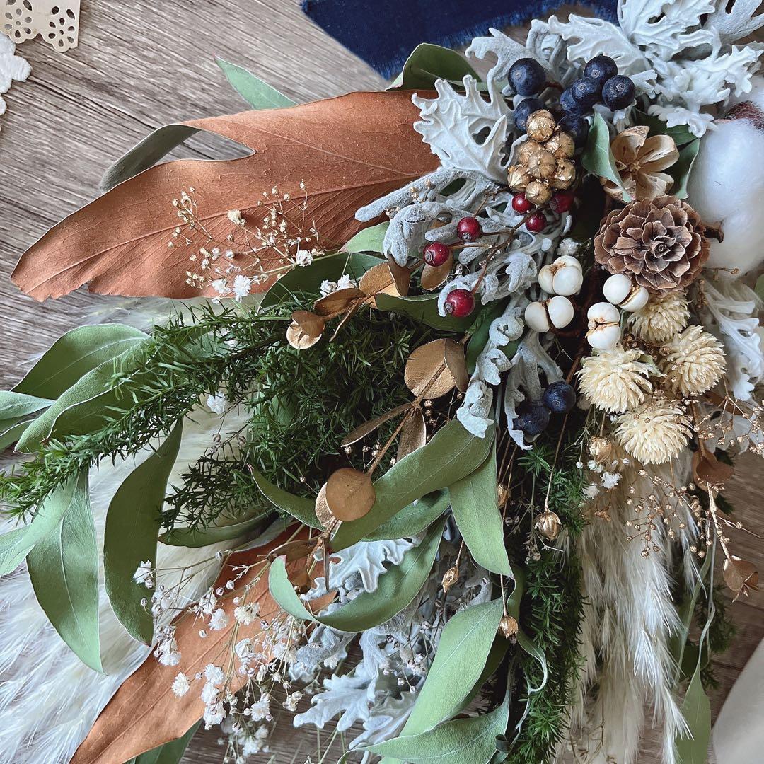 ドライフラワースワッグ/クリスマス/ドライフラワーブーケ/冬スワッグ/ギフト
