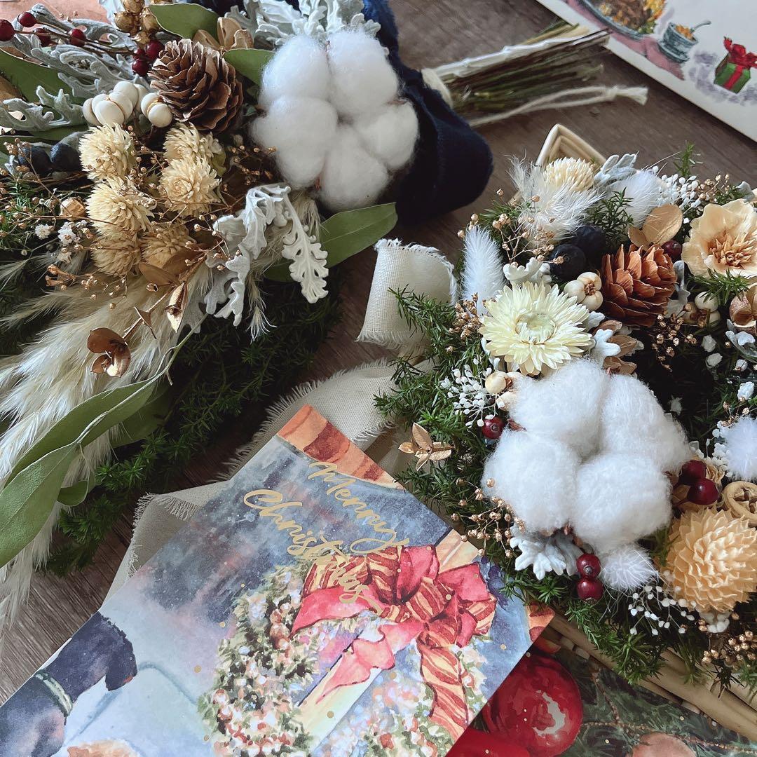 ドライフラワースワッグ/クリスマス/ドライフラワーブーケ/冬スワッグ/ギフト