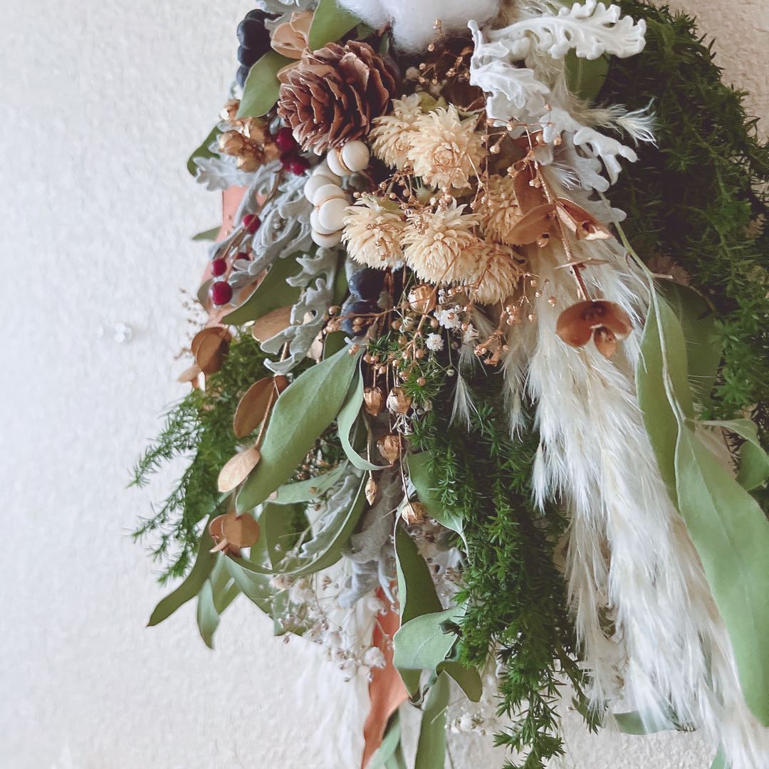ドライフラワースワッグ/クリスマス/ドライフラワーブーケ/冬スワッグ/ギフト