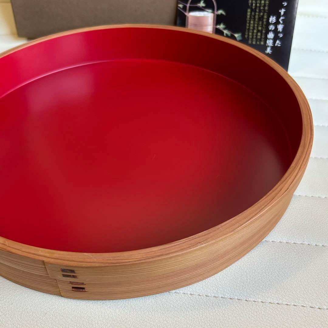 大館工芸社　大館曲げわっぱ　盛皿　盛器　寿司桶　秋田杉　木製　内朱塗　大皿　大鉢
