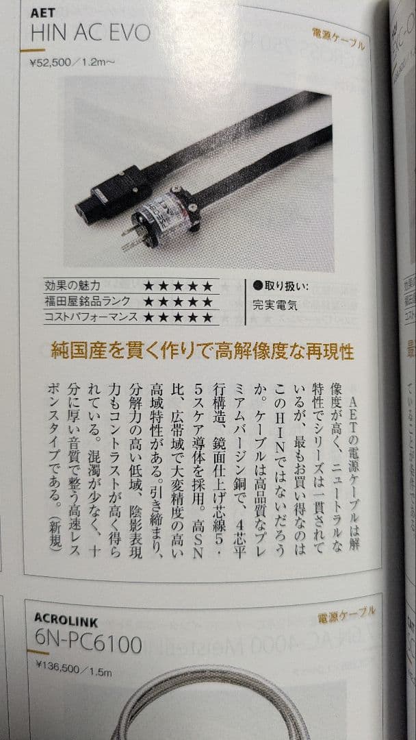 AET HIN AC EVO 電源ケーブル 1.2M