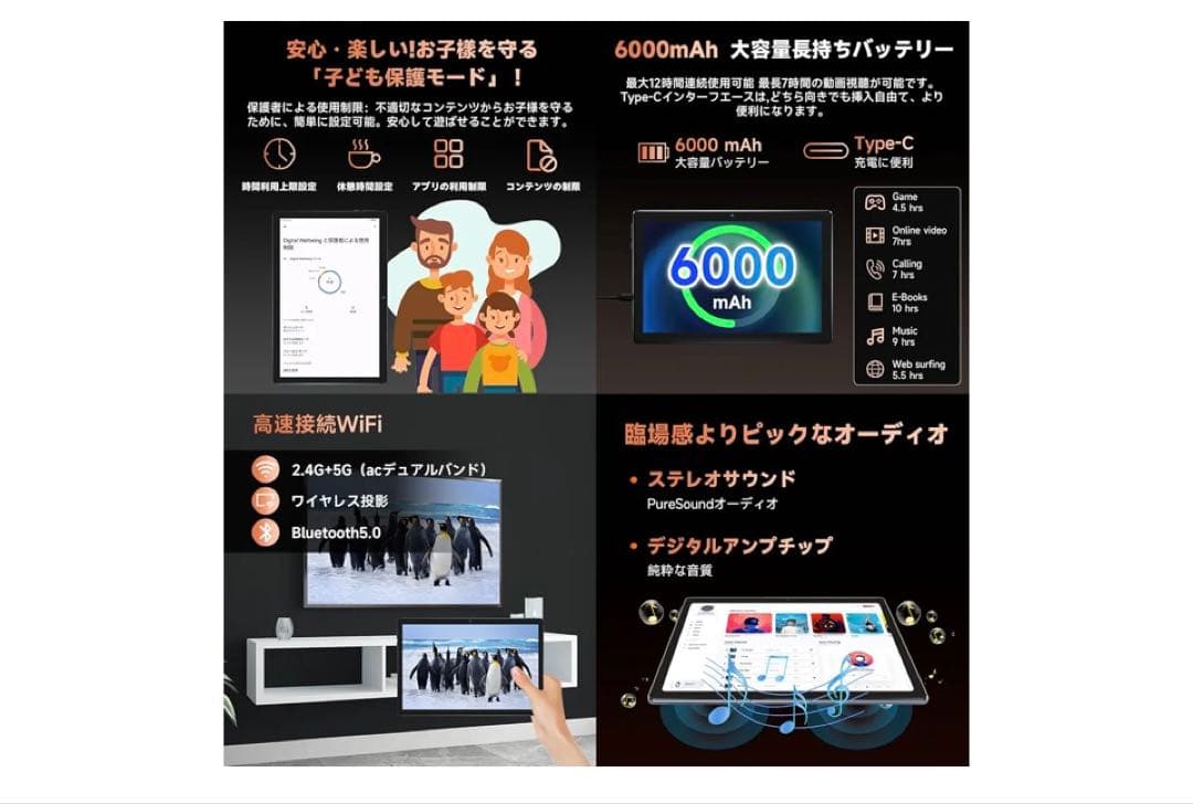 タブレット 10インチ WI-FI6モデル BMAX Android15