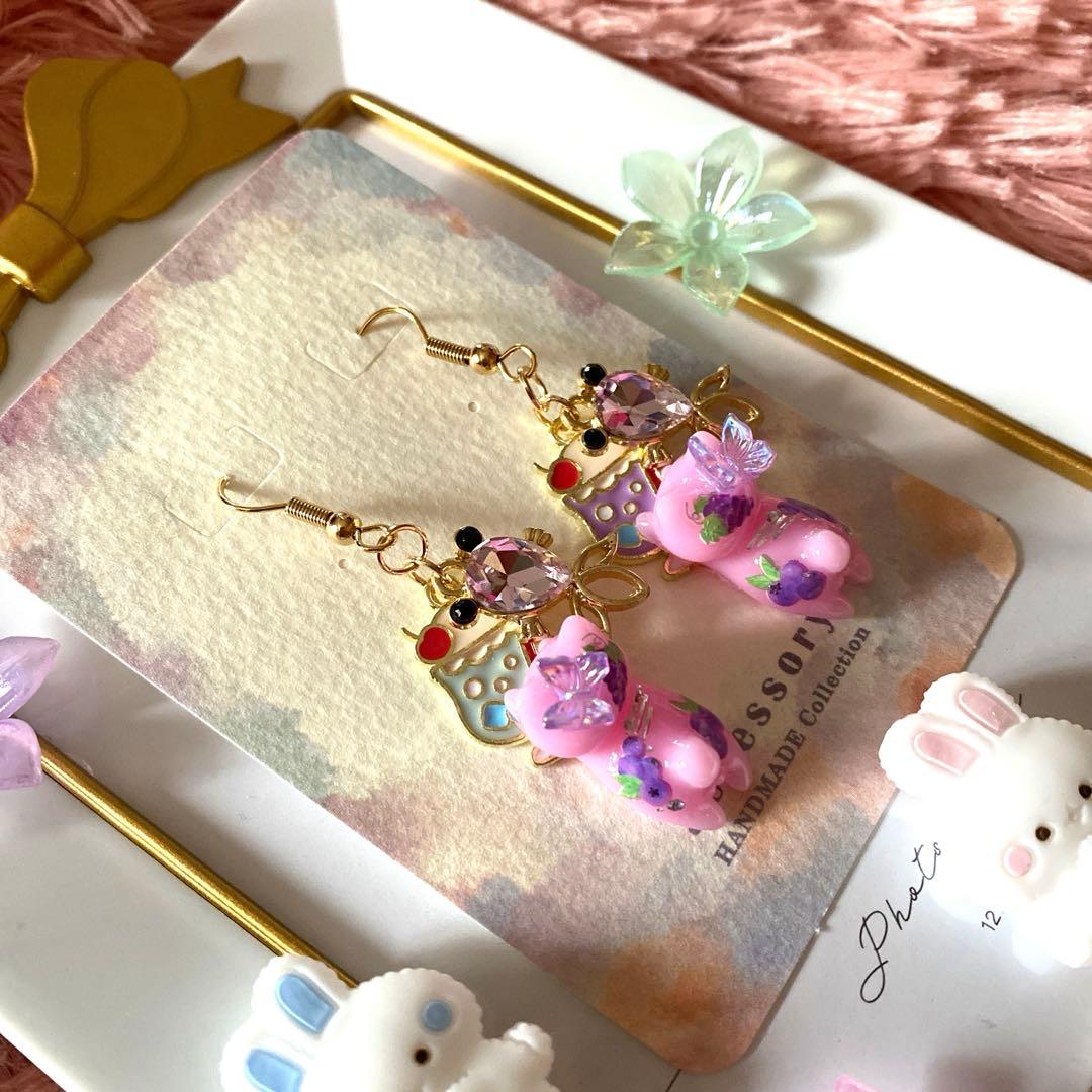☆金魚さんとフルーツ猫ちゃんピアス☆
