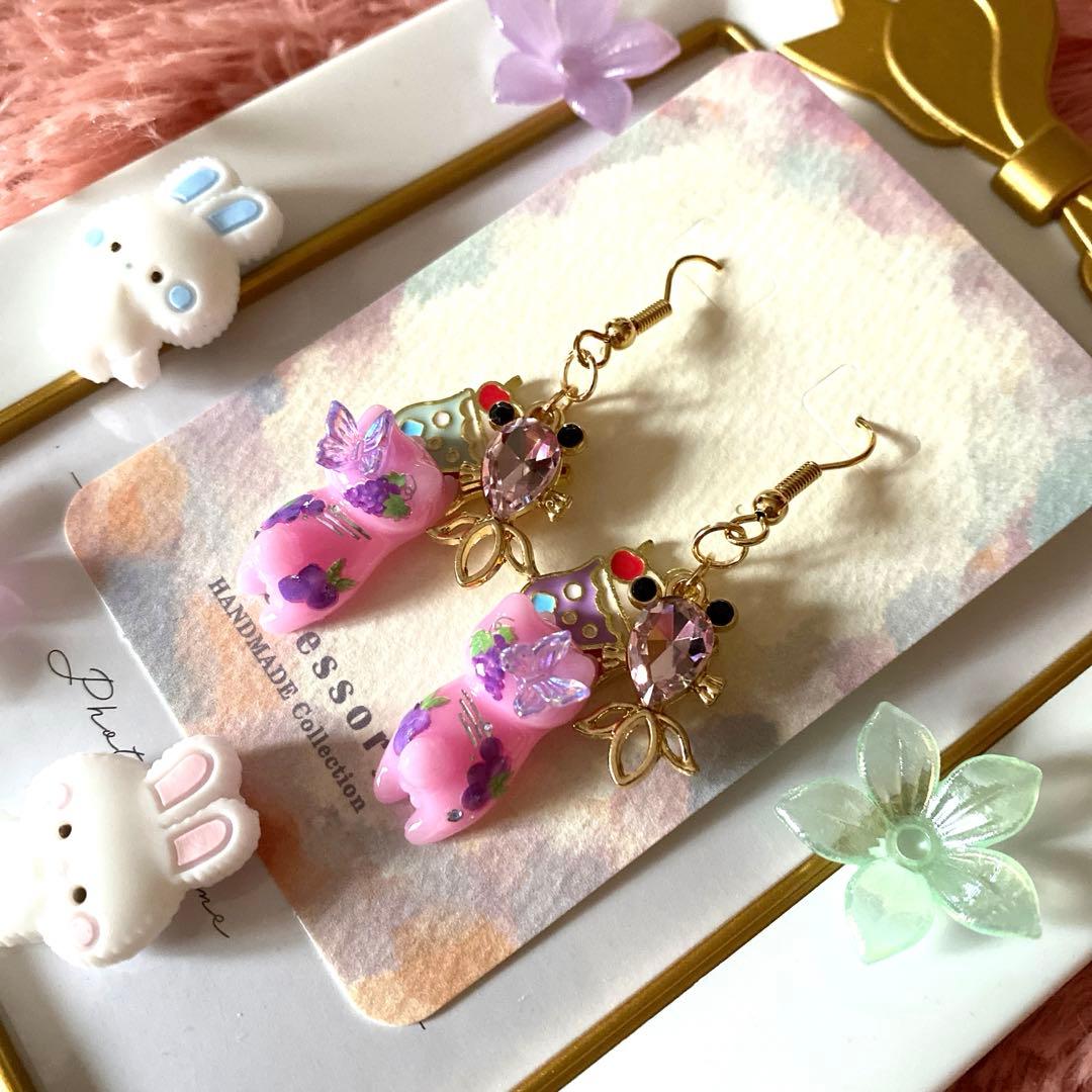 ☆金魚さんとフルーツ猫ちゃんピアス☆