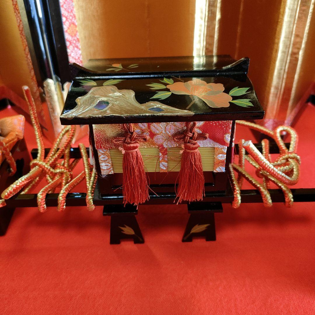 雛人形　お雛道具6点セット　親子重箱　本金手書　40号　牡丹　　木製