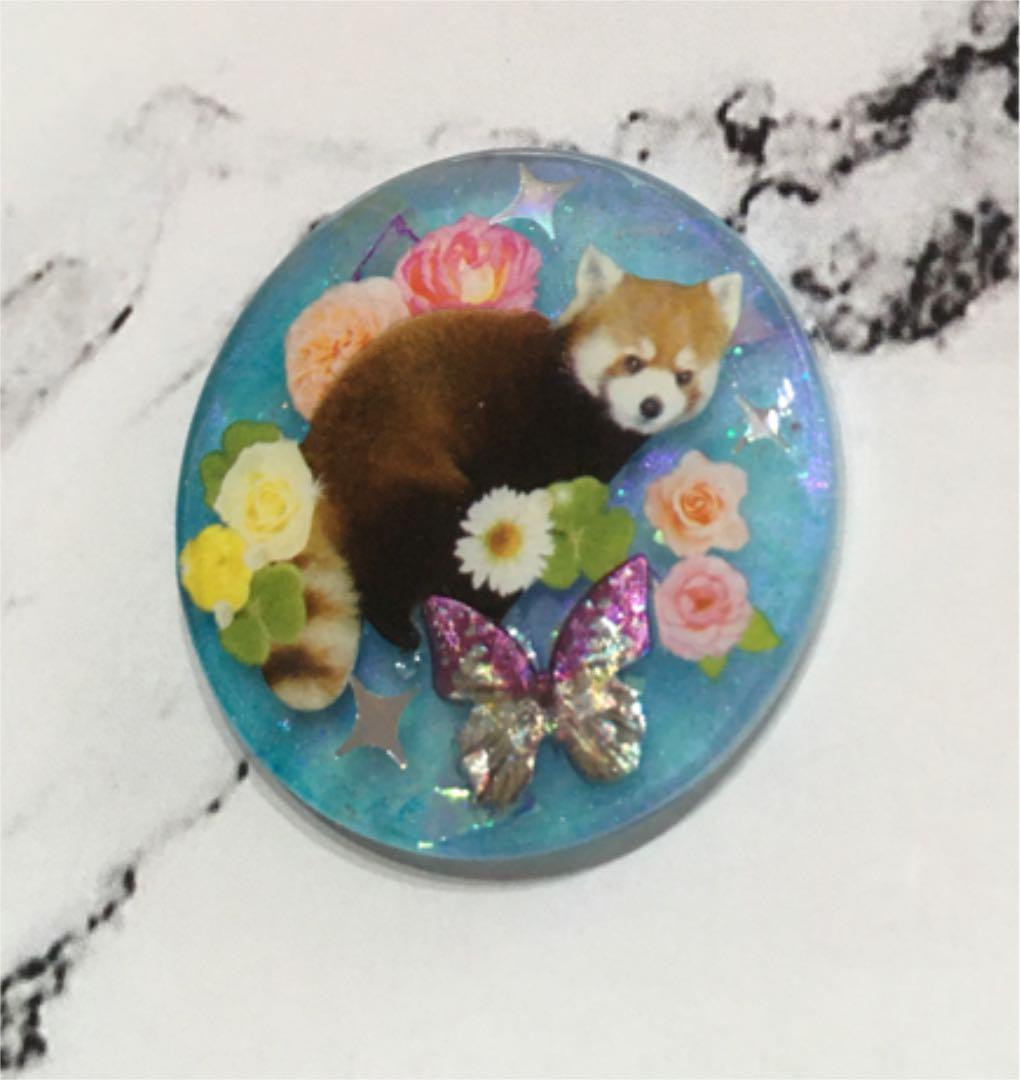 レジンヘアゴム、薔薇とアライグマちゃん・再販不可