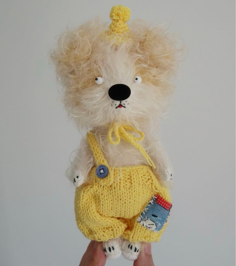 ポップコーンカラーの仔犬 アーティストベア 海外作家様 ハンドメイド ぬいぐるみ