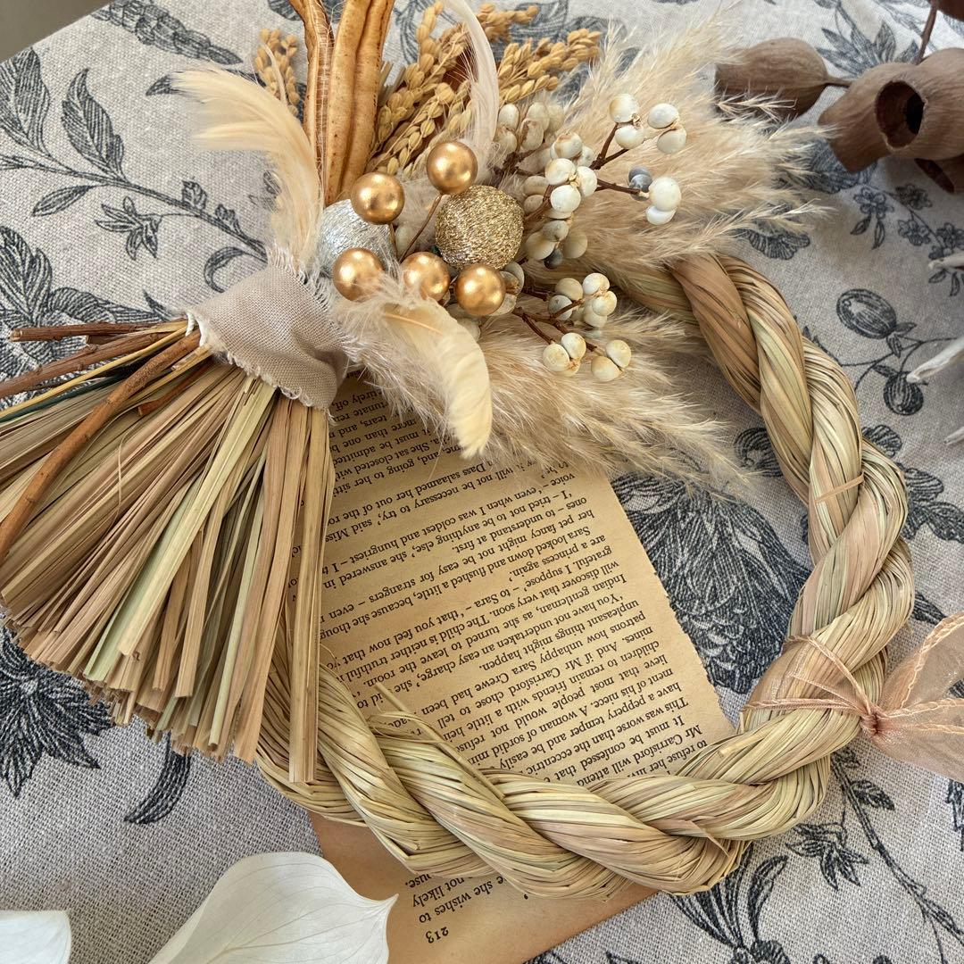 2026 ナチュラル可愛いしめ縄飾り リース大　 4