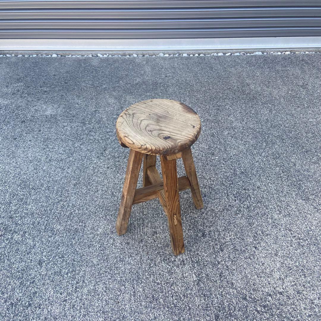 木製椅子　アンティーク　丸椅子　レトロ　スツール