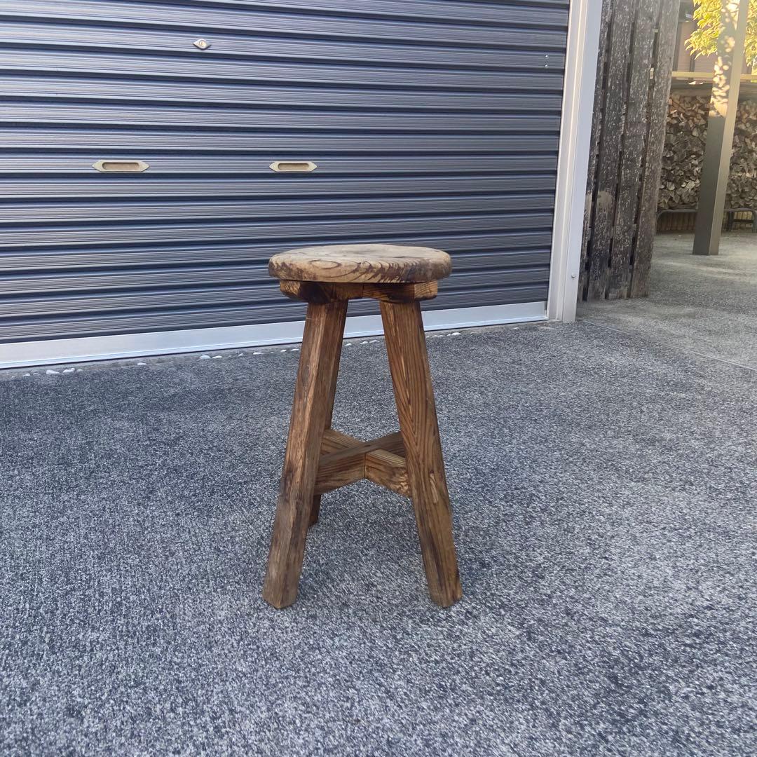 木製椅子　アンティーク　丸椅子　レトロ　スツール