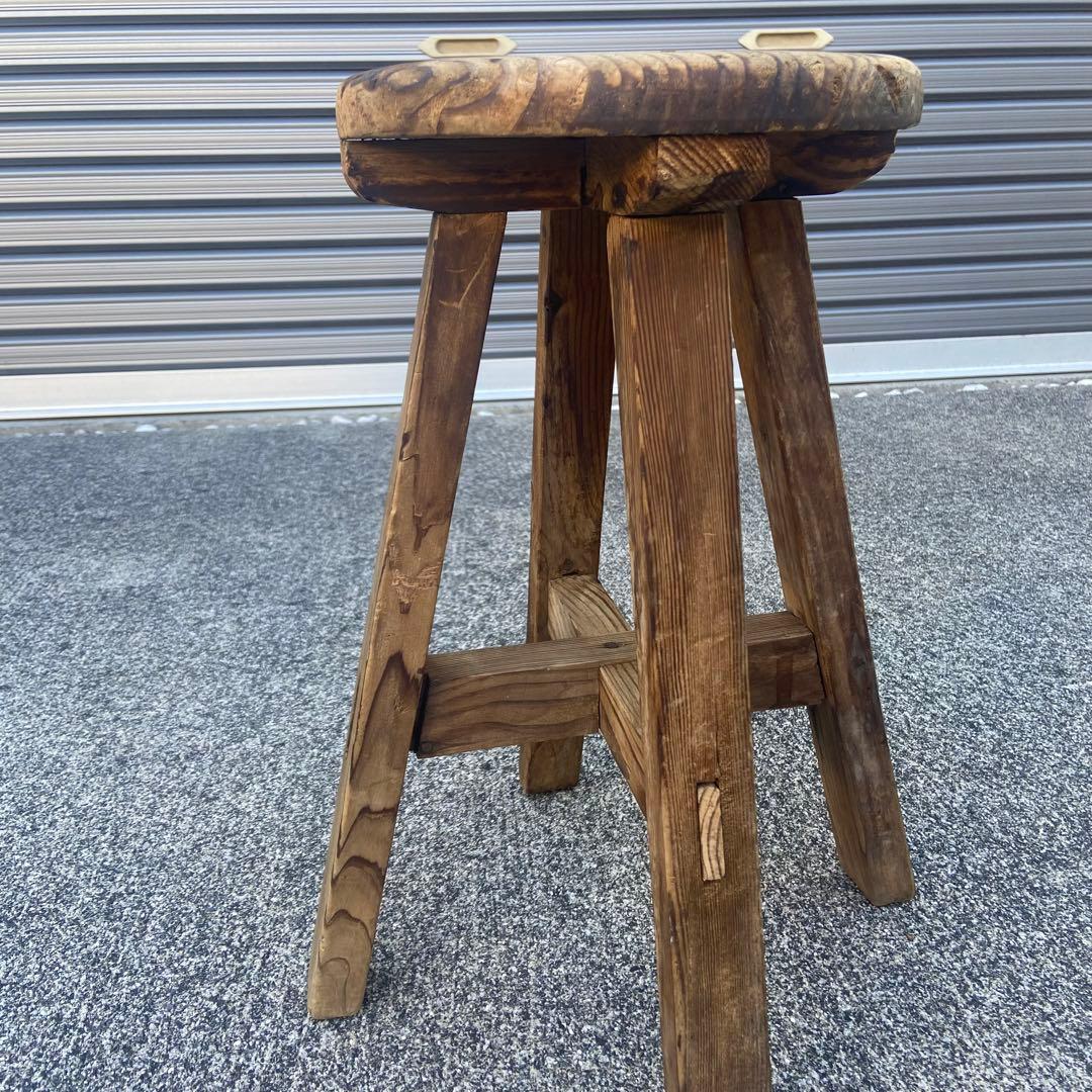 木製椅子　アンティーク　丸椅子　レトロ　スツール
