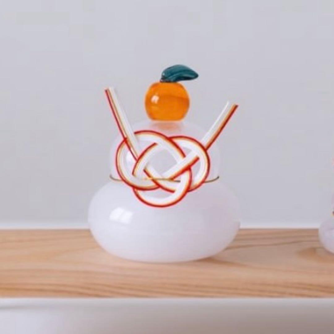 【美品】花岡央 Hiroy Glass Studio(大) 鏡餅ガラス飾り