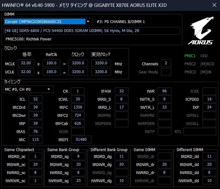 DDR5 メモリ CORSAIR DOMINATOR TITANIUM 96GB