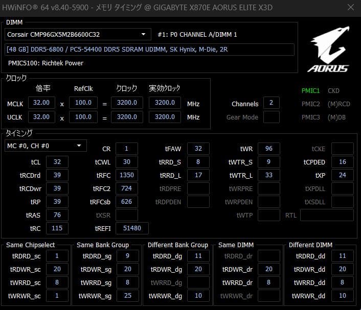 DDR5 メモリ CORSAIR DOMINATOR TITANIUM 96GB