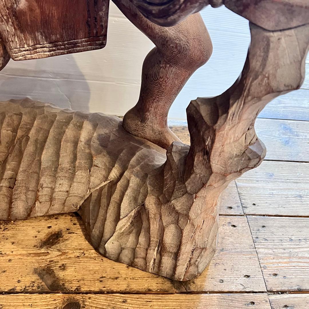 置物 木彫木像 高さ約84.5cm 工芸品 オブジェ インテリア　インディアン