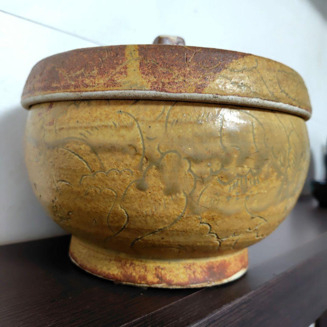 【作家物】一点物　蓋付き壺　蓋物器　菓子入れ　一点物　インテリア　飴色
