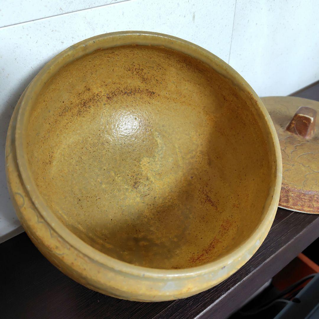 【作家物】一点物　蓋付き壺　蓋物器　菓子入れ　一点物　インテリア　飴色