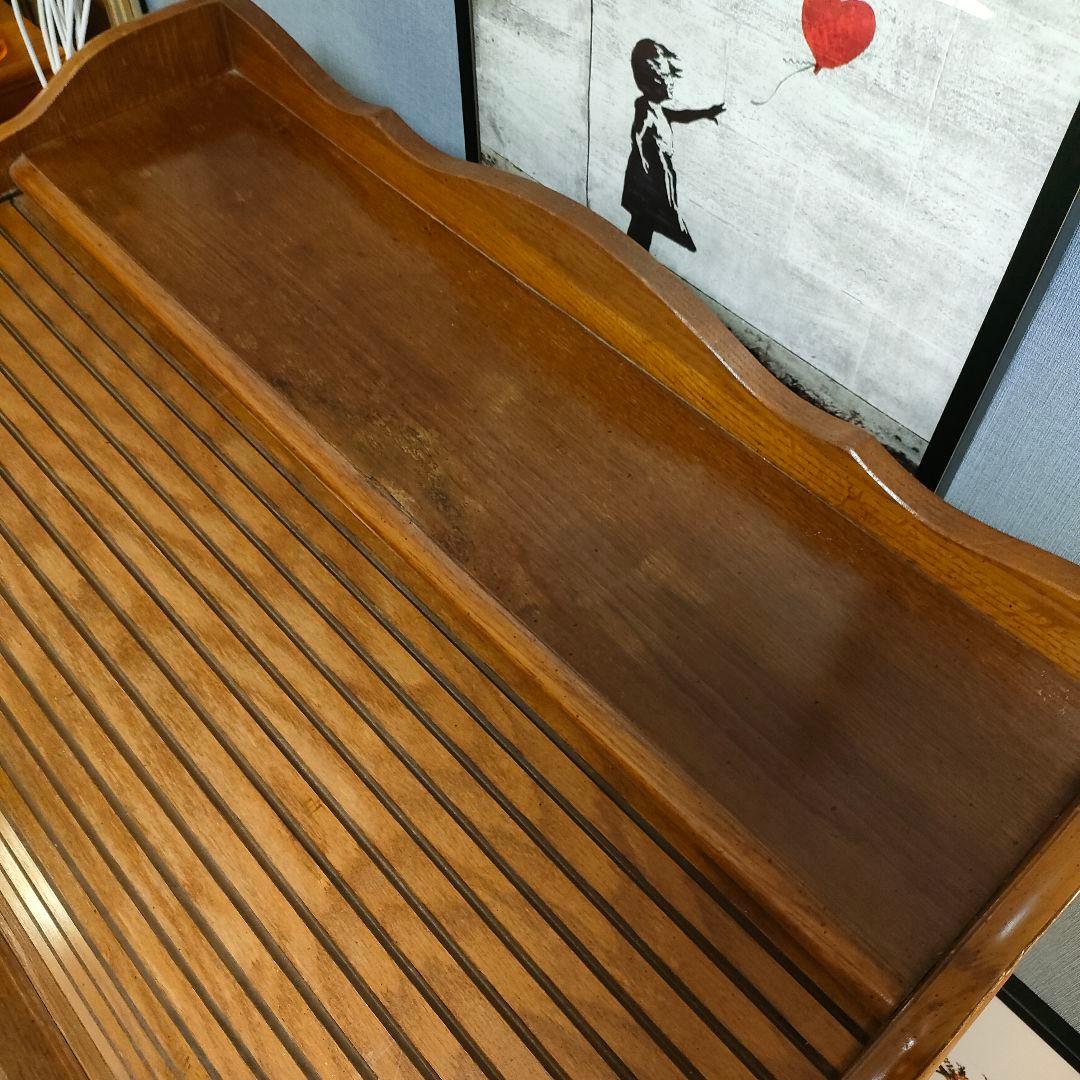 アンティーク・ロールトップデスク(蛇腹) 開閉式スライドシャッター