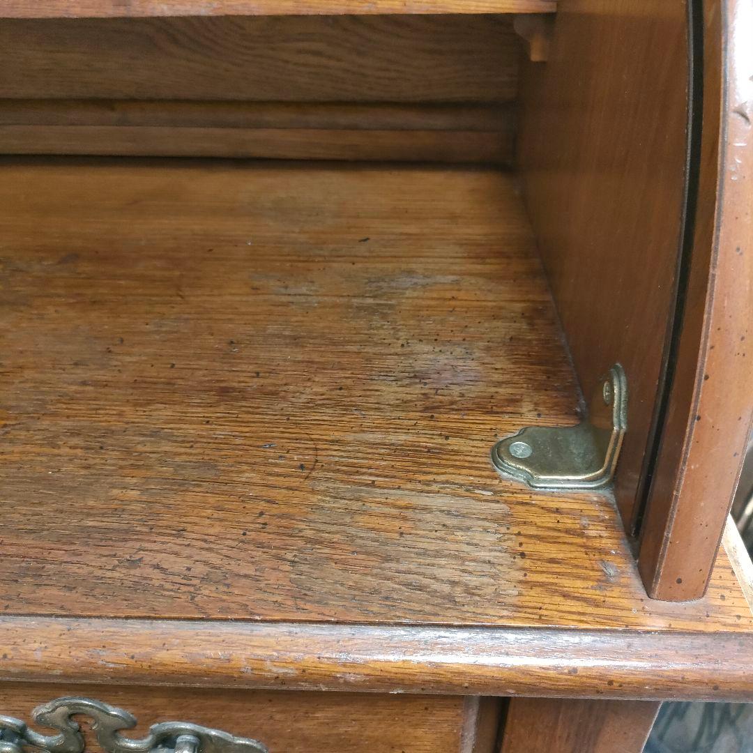 アンティーク・ロールトップデスク(蛇腹) 開閉式スライドシャッター