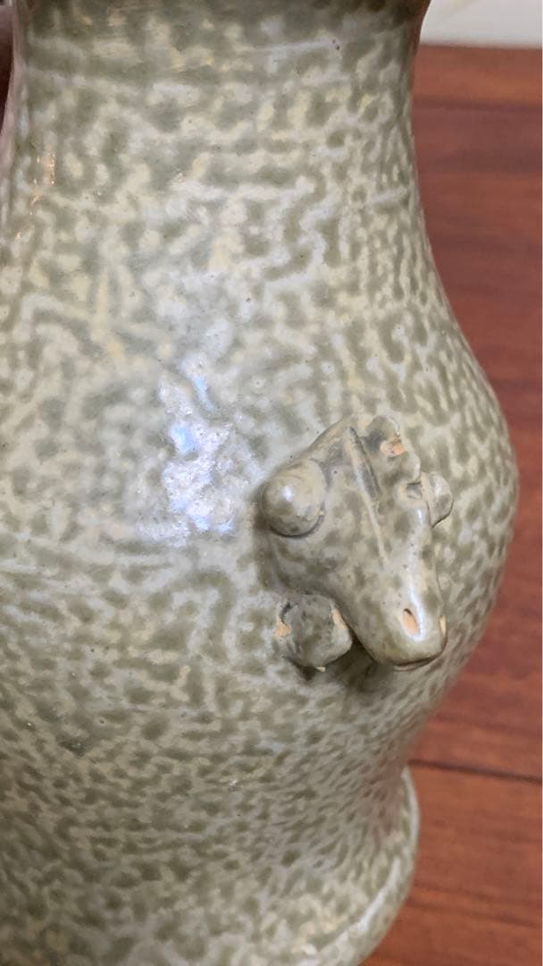 ビンテージ　骨董品　アンティーク青磁獣口水差し