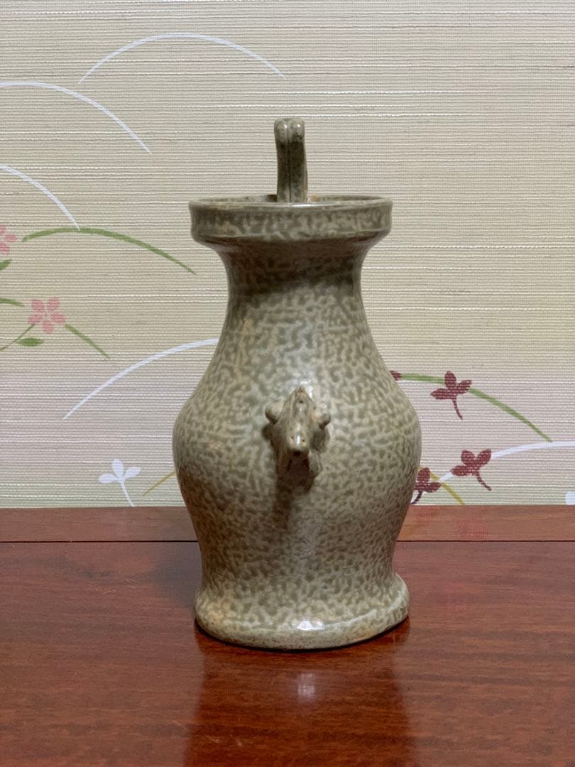 ビンテージ　骨董品　アンティーク青磁獣口水差し